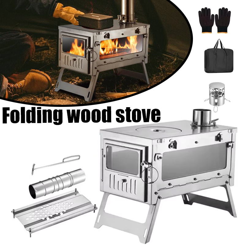 Outdoor Camping Oven - 430 Stainless Steel Portable Tent Stove