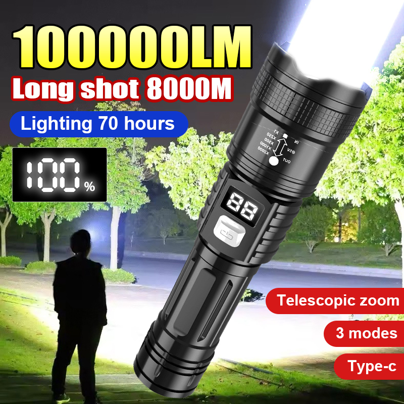Outdoor Camping Lampe - 100000LM Super Bright Led Flashlights Rechargeable