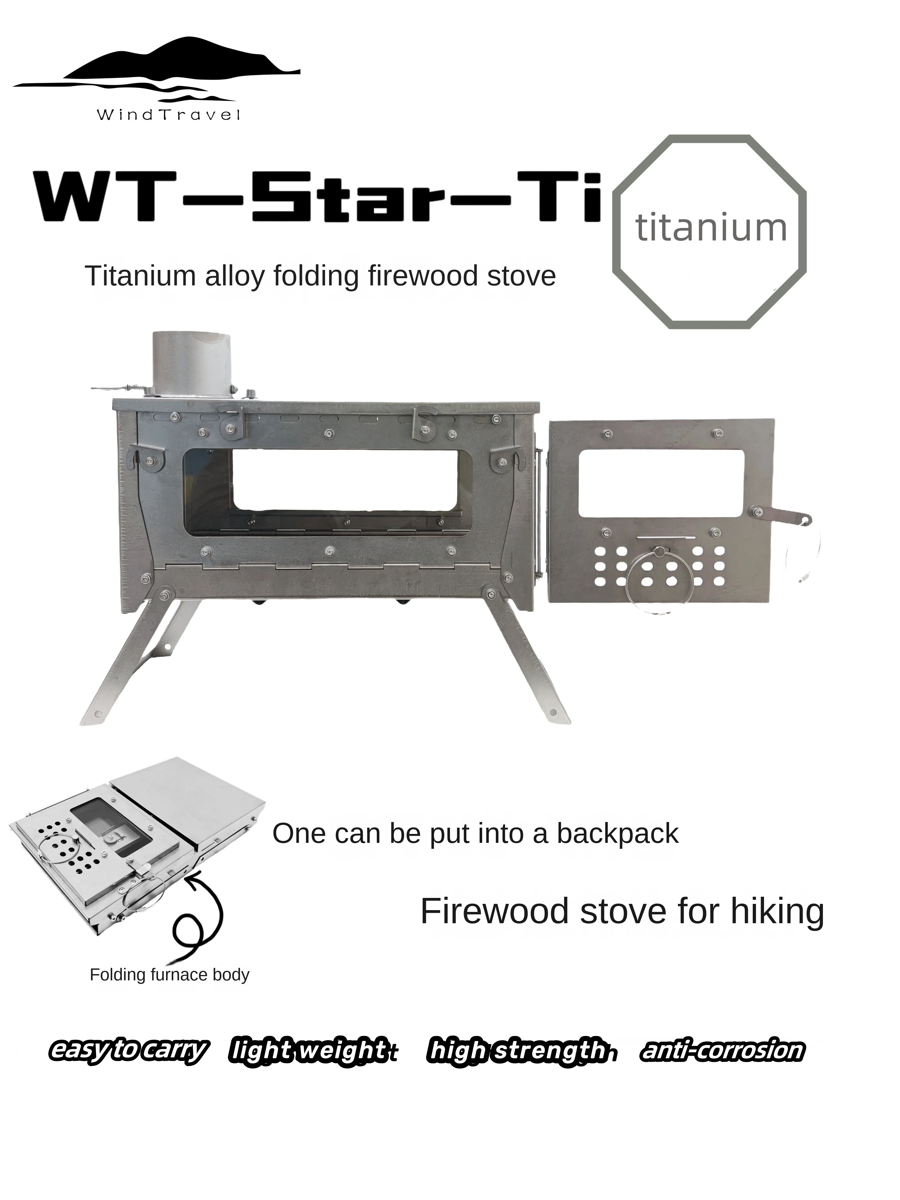 Outdoor Camping Oven - WT Star Ti Titanium Alloy Folding