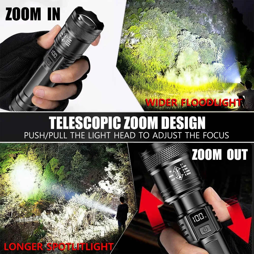 100000LM Super Bright Flashlig - Outdoor Camping Lampe 评论和价格