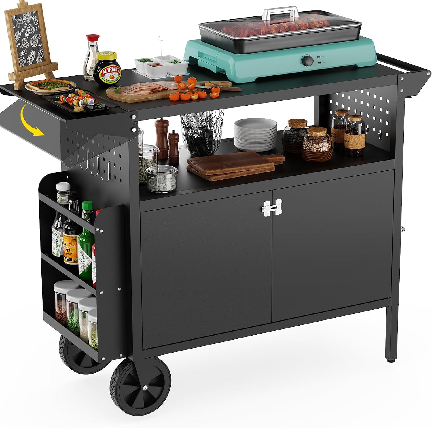 Outdoor Grill Cart Table With  - Outdoor Camping Bbq 评论和价格