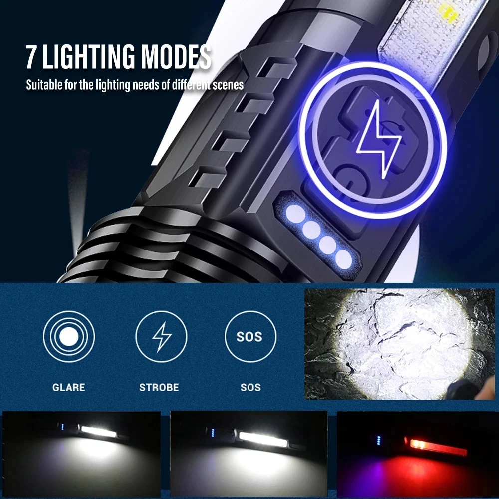 Powerful XHP50 LED Flashlight  - Outdoor Camping Lampe 评论和价格