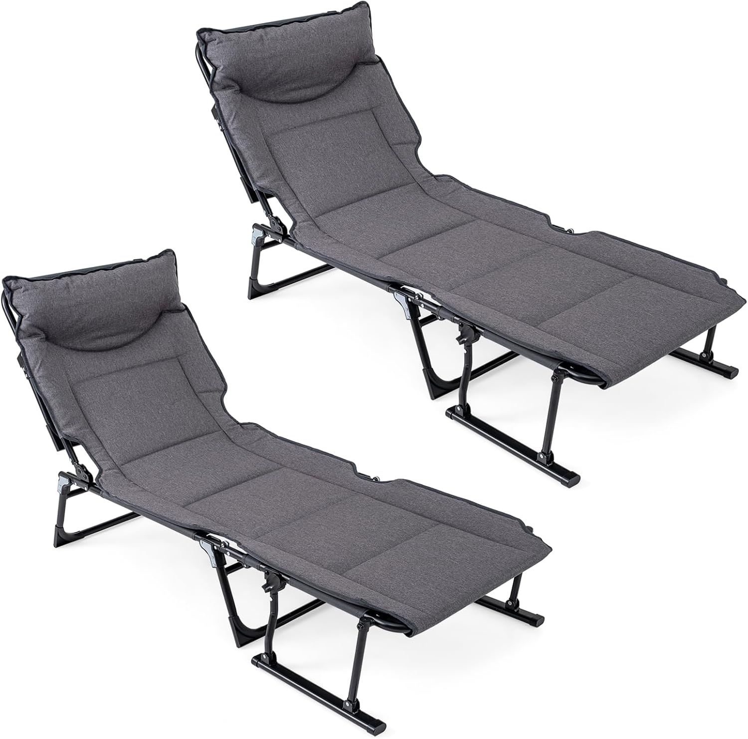 Folding Patio Lounge Chair Set - Outdoor Camping Recliner Chairs 评论和价格