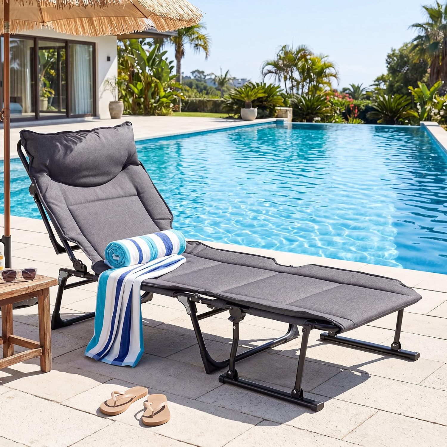Folding Patio Lounge Chair Set - Outdoor Camping Recliner Chairs 评论和价格