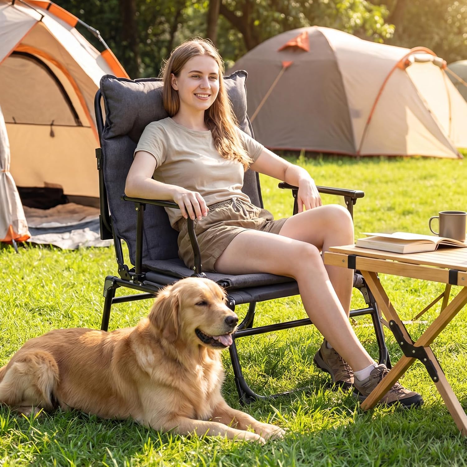 Folding Patio Lounge Chair Set - Outdoor Camping Recliner Chairs 评论和价格