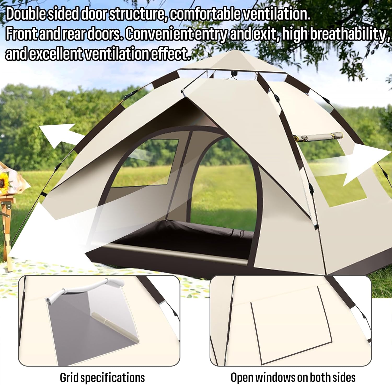 3-4 Person Waterproof Camping  - Outdoor Camping Automatic Quick Opening Tent 评论和价格