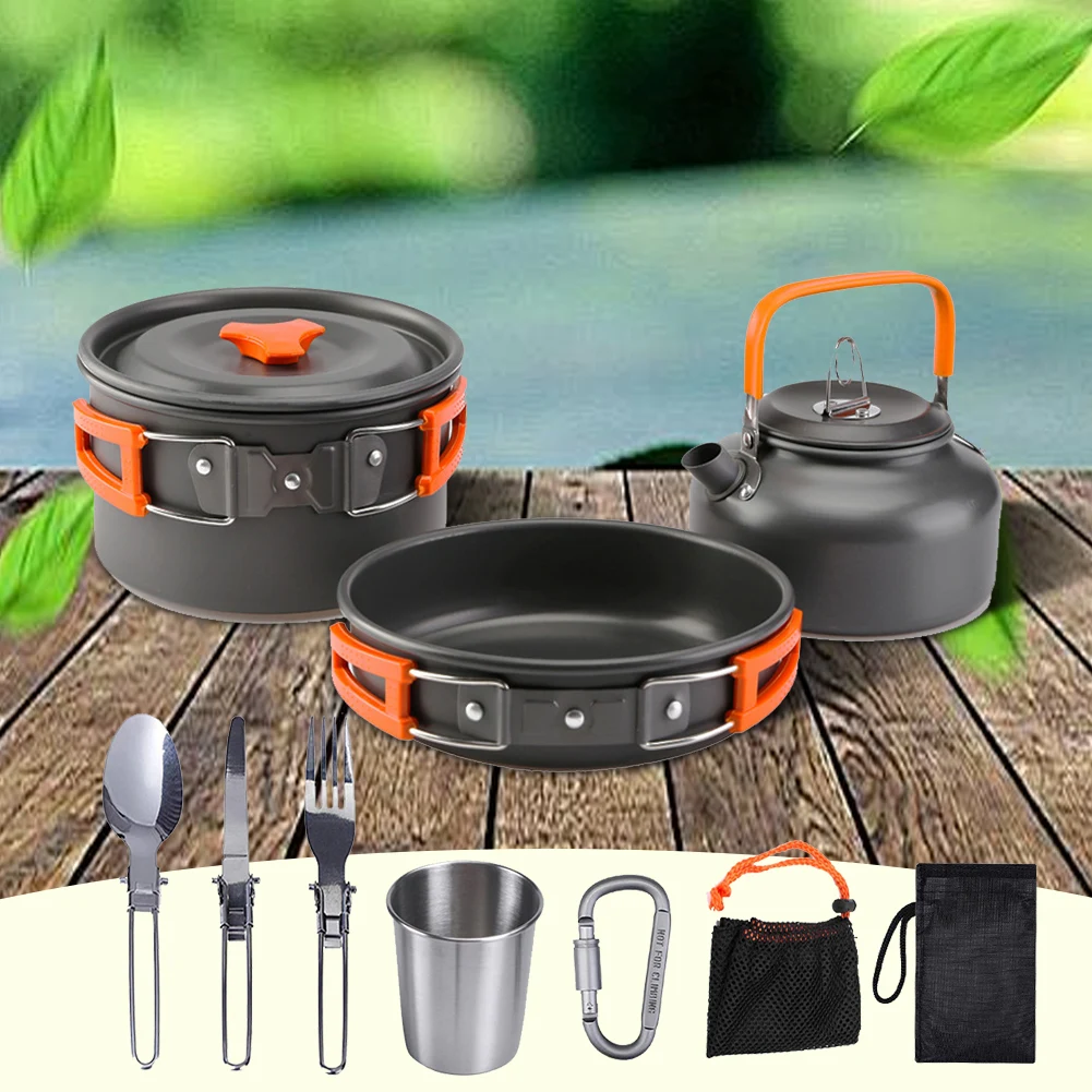 Camping Cookware Kit Kettle Po - Camp Cooking Set 评论和价格