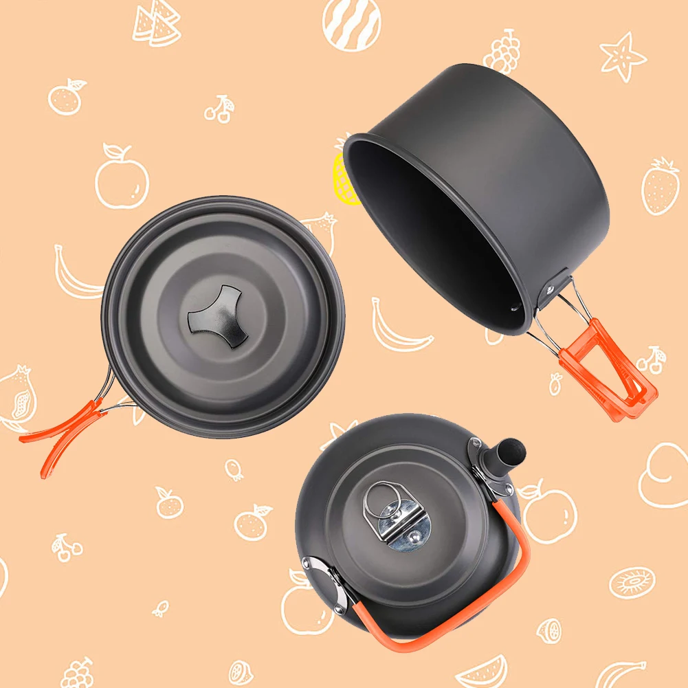 Camping Cookware Kit Kettle Po - Camp Cooking Set 评论和价格